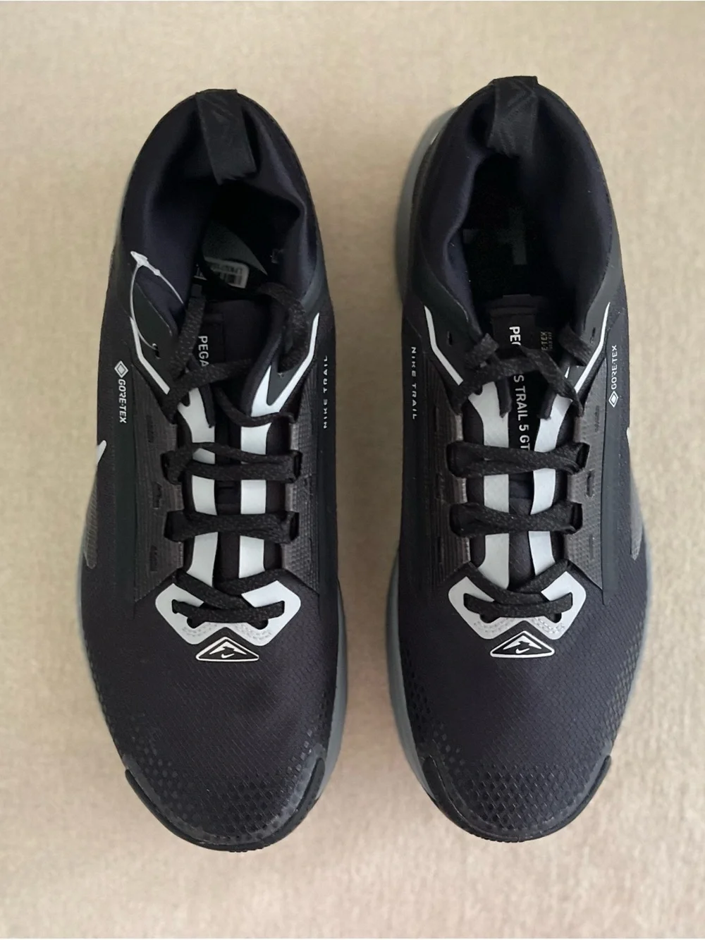 Size 11 - Nike Pegasus Trail 5 Gore-Tex GTX Black Wolf Grey FQ0908-001 Men’s NEW